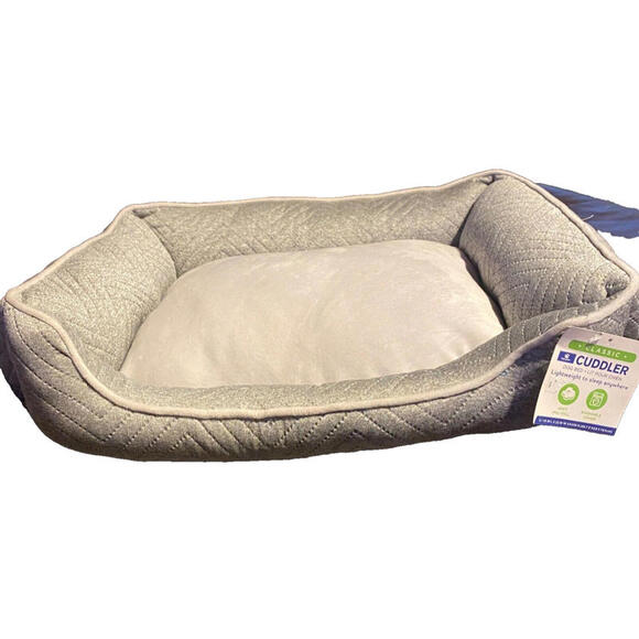 Top Paw Cuddler Classic Dog Pet Bed Size Small Grey Chevron - Picture 1 of 5